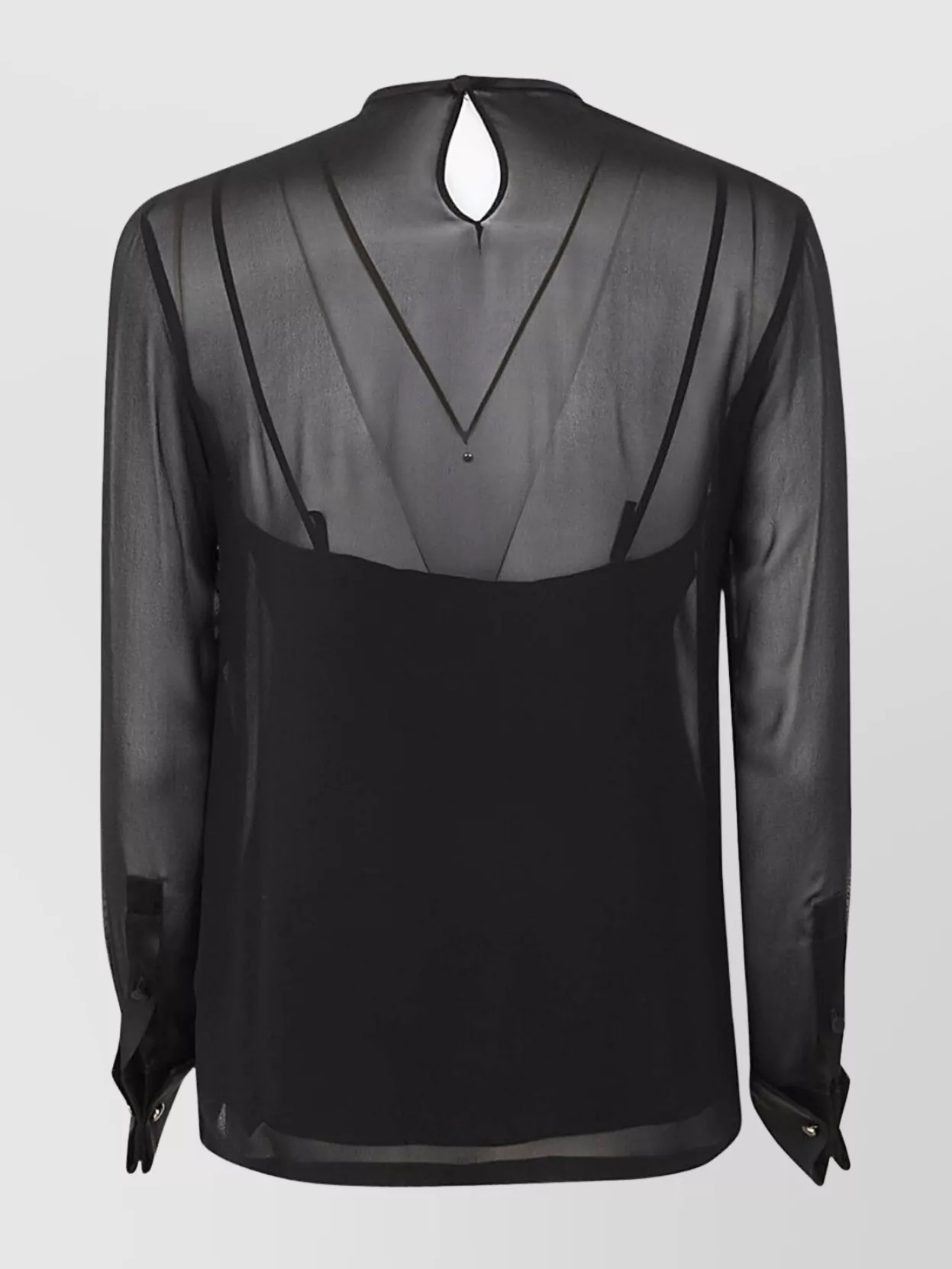 Max Mara Sheer Long Sleeve Sweater With Keyhole Back In Black