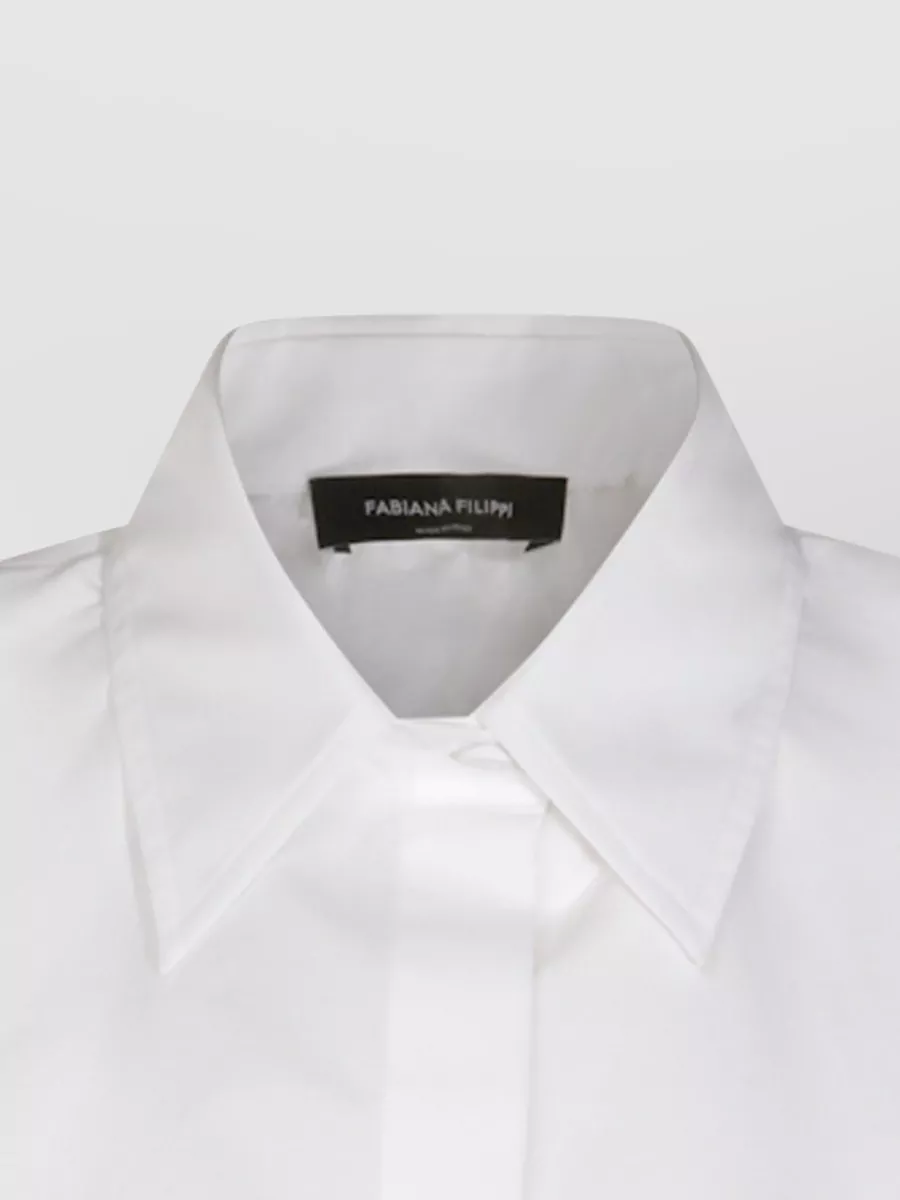 Fabiana Filippi Long Sleeve Collar Shirt Back Pleat Detail