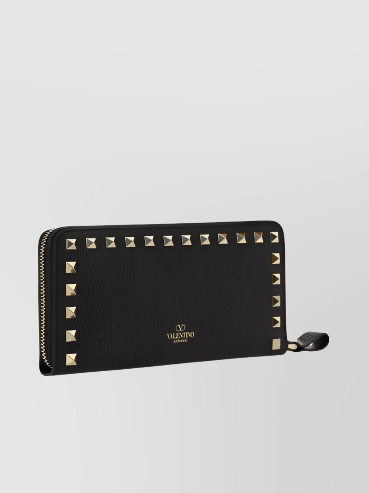 Valentino Garavani Rockstud Flap French Wallet With Beaded Embellishment In Black