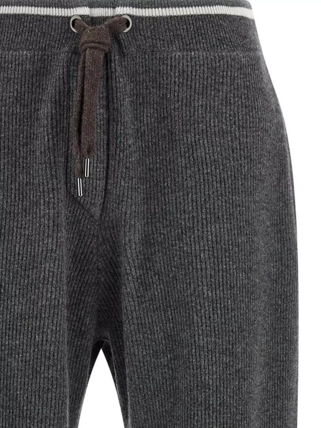 Brunello Cucinelli Trousers Ribbed Elastic Waistband In Gray