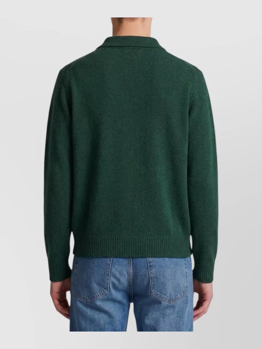 Ami Paris Alpaca Knit Long-Sleeve Polo Shirt