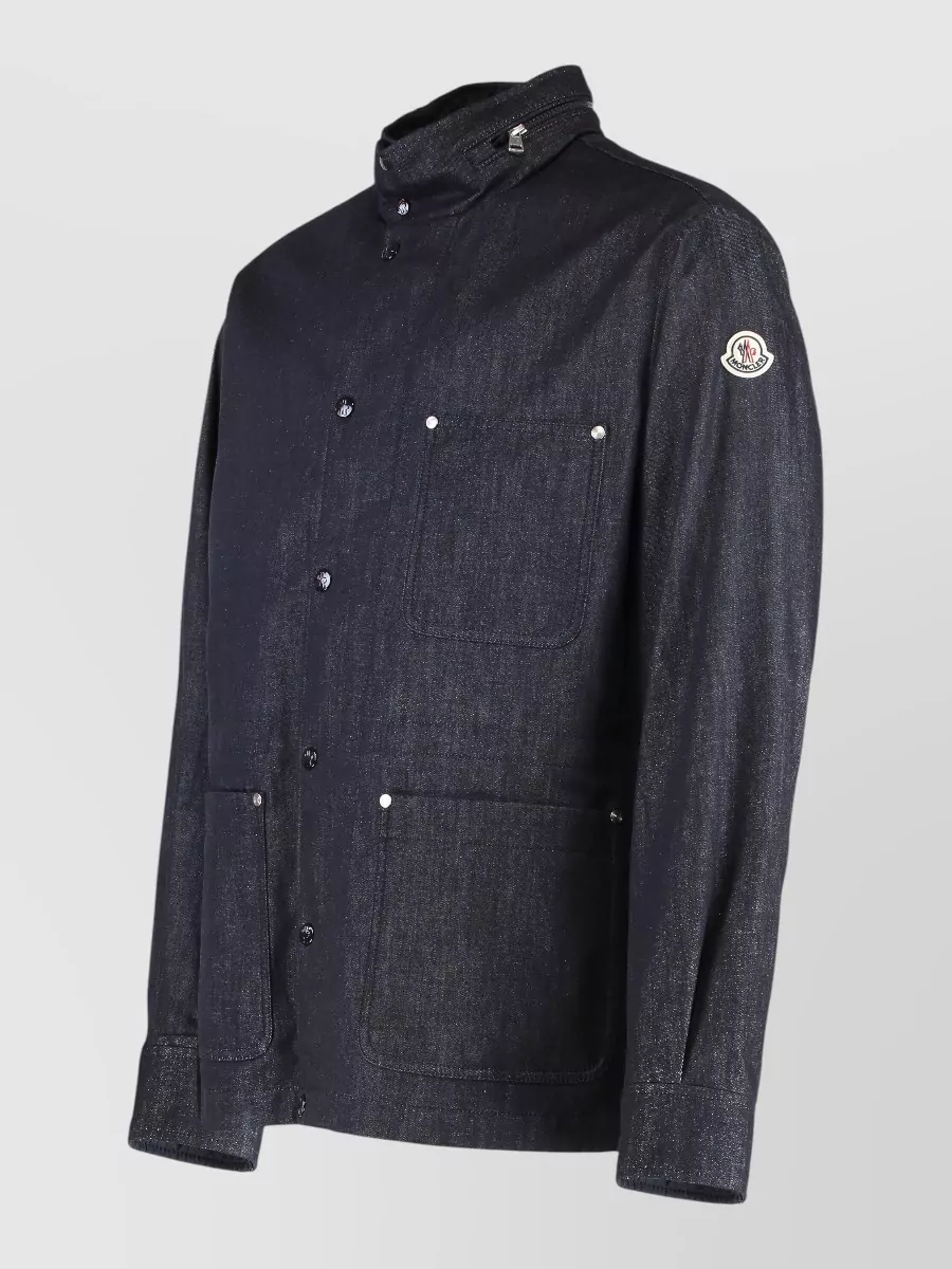 Moncler Chesery Denim Jacket High Collar Pockets