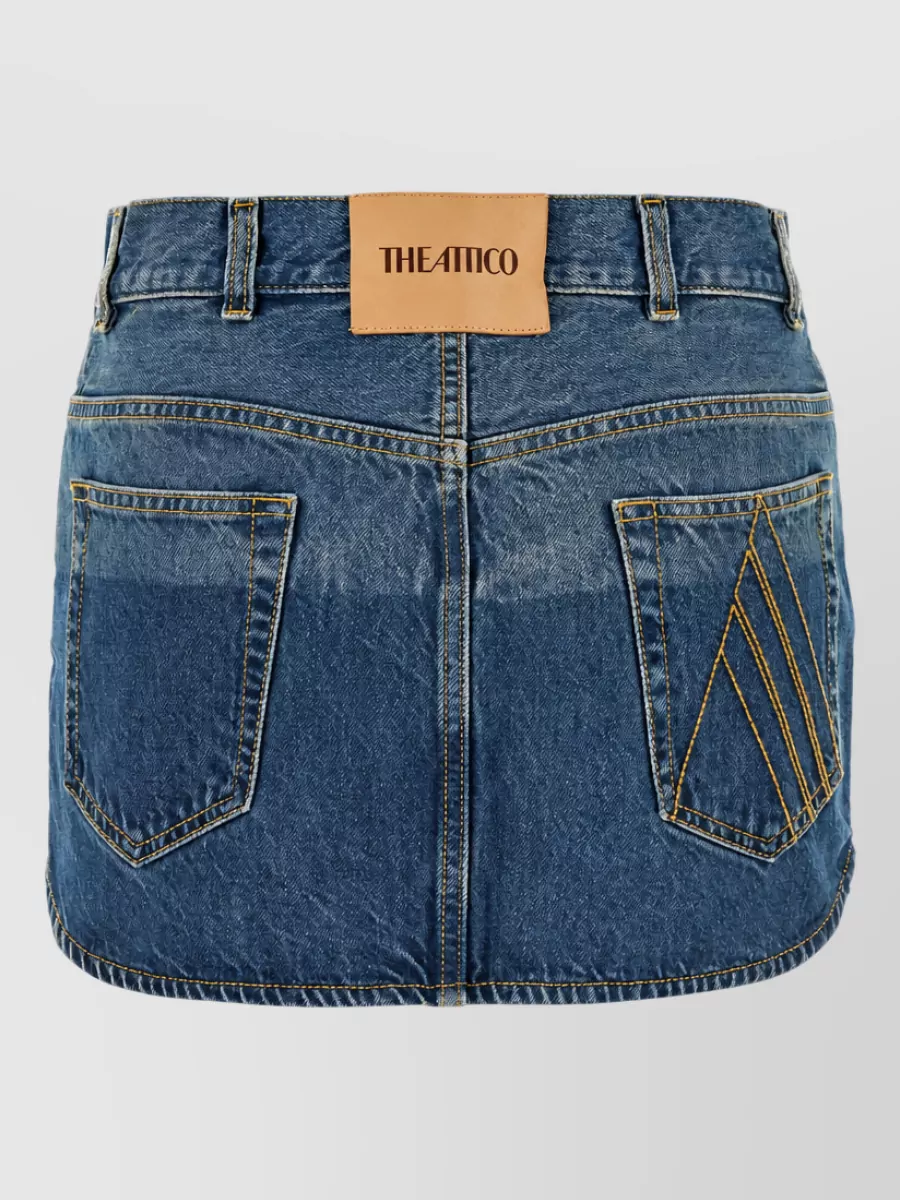 The Attico Denim High-Rise Mini Skirt