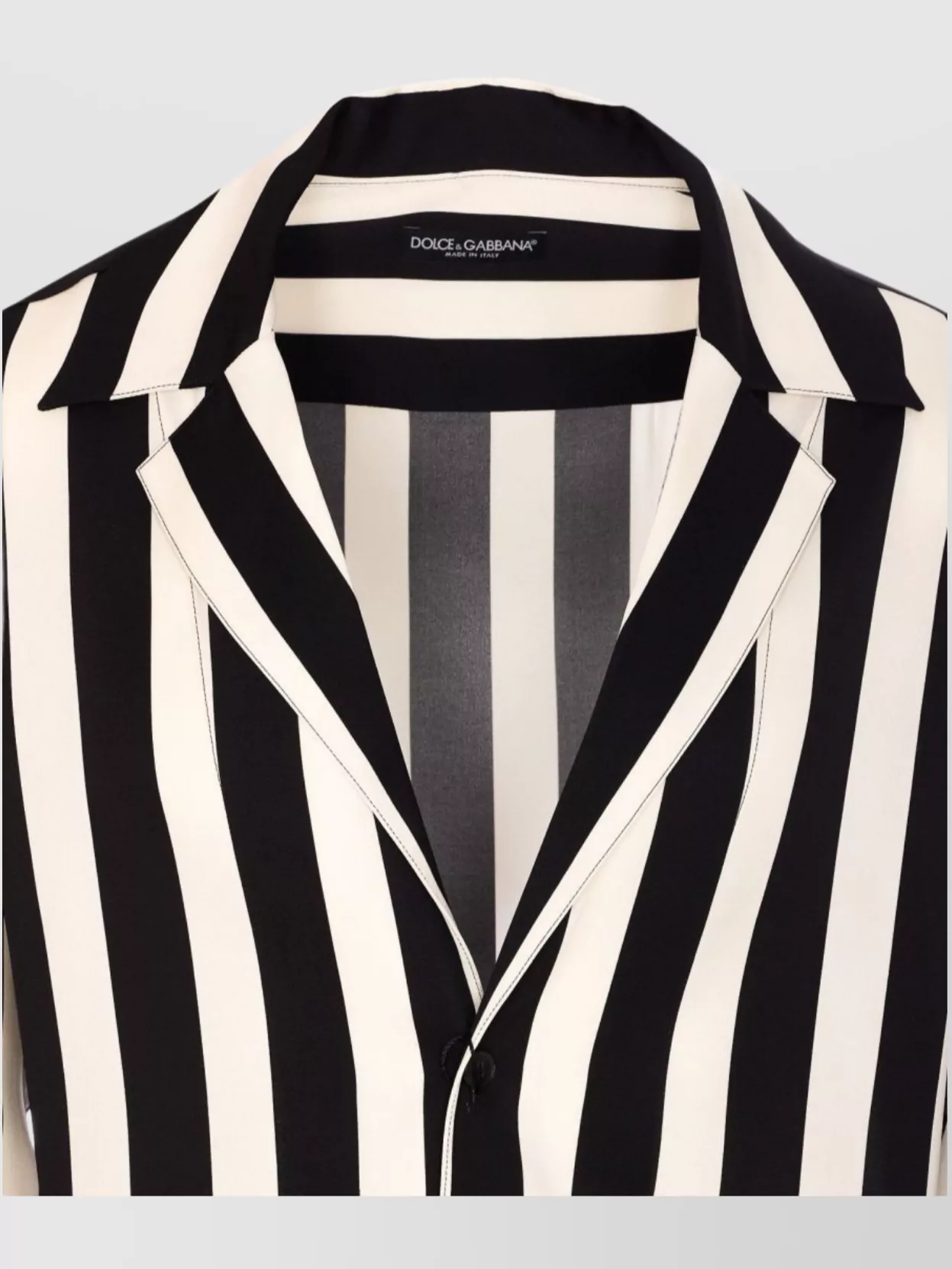 Dolce & Gabbana Long-sleeved V-neck Shirt In Silk Charmeuse