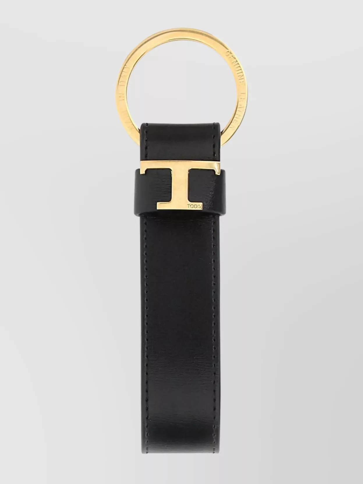 Shop Tod's Leather Keyring With T Detail And Gold-tone Hardware