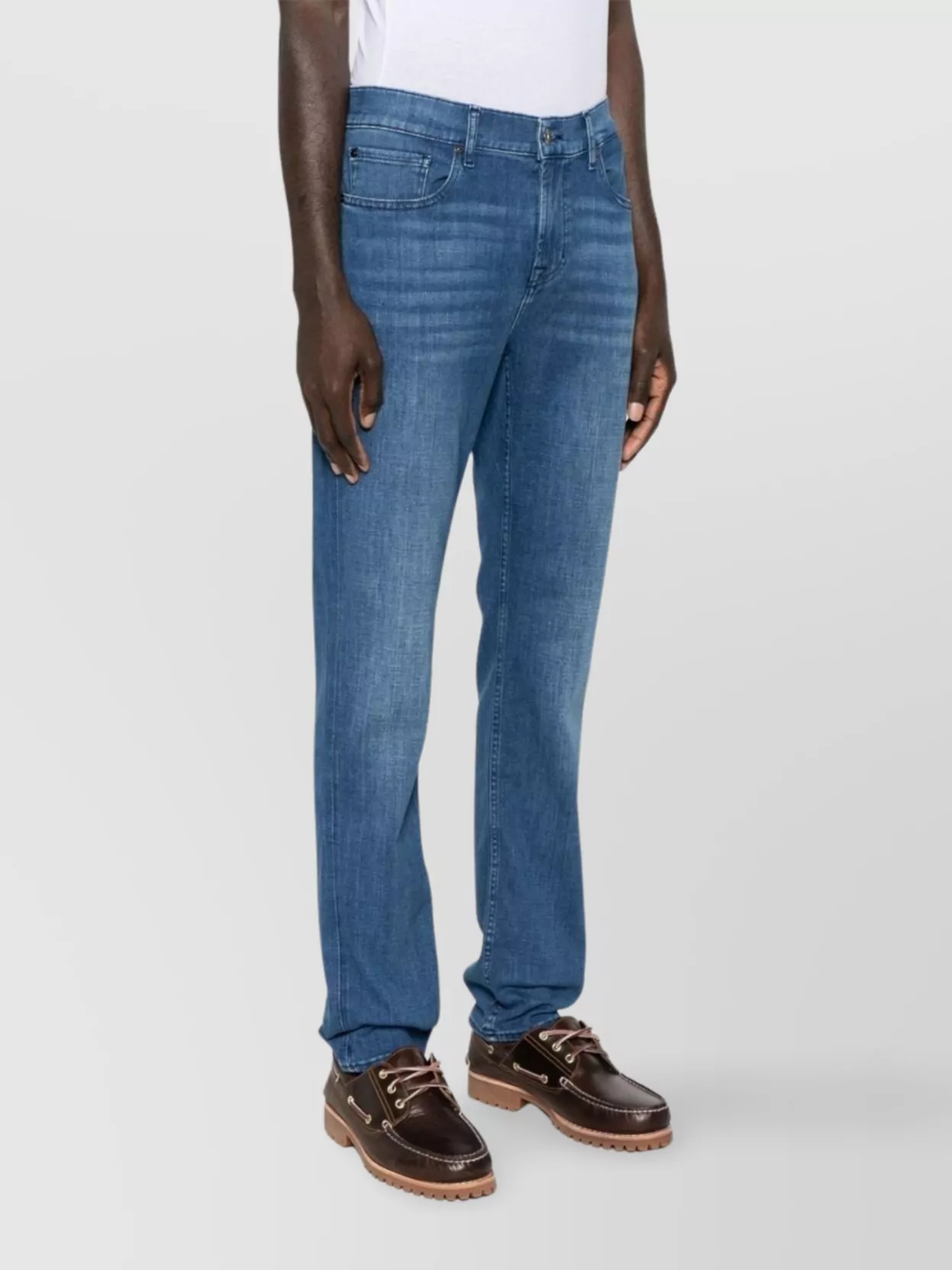 Shop 7 For All Mankind Faded Effect Denim Trousers