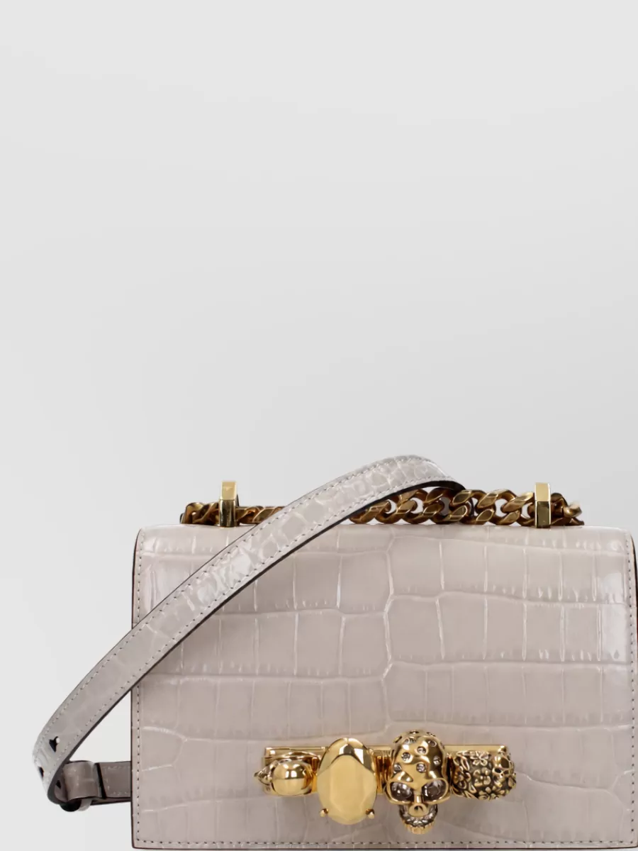 Alexander McQueen skull leather clutch bag