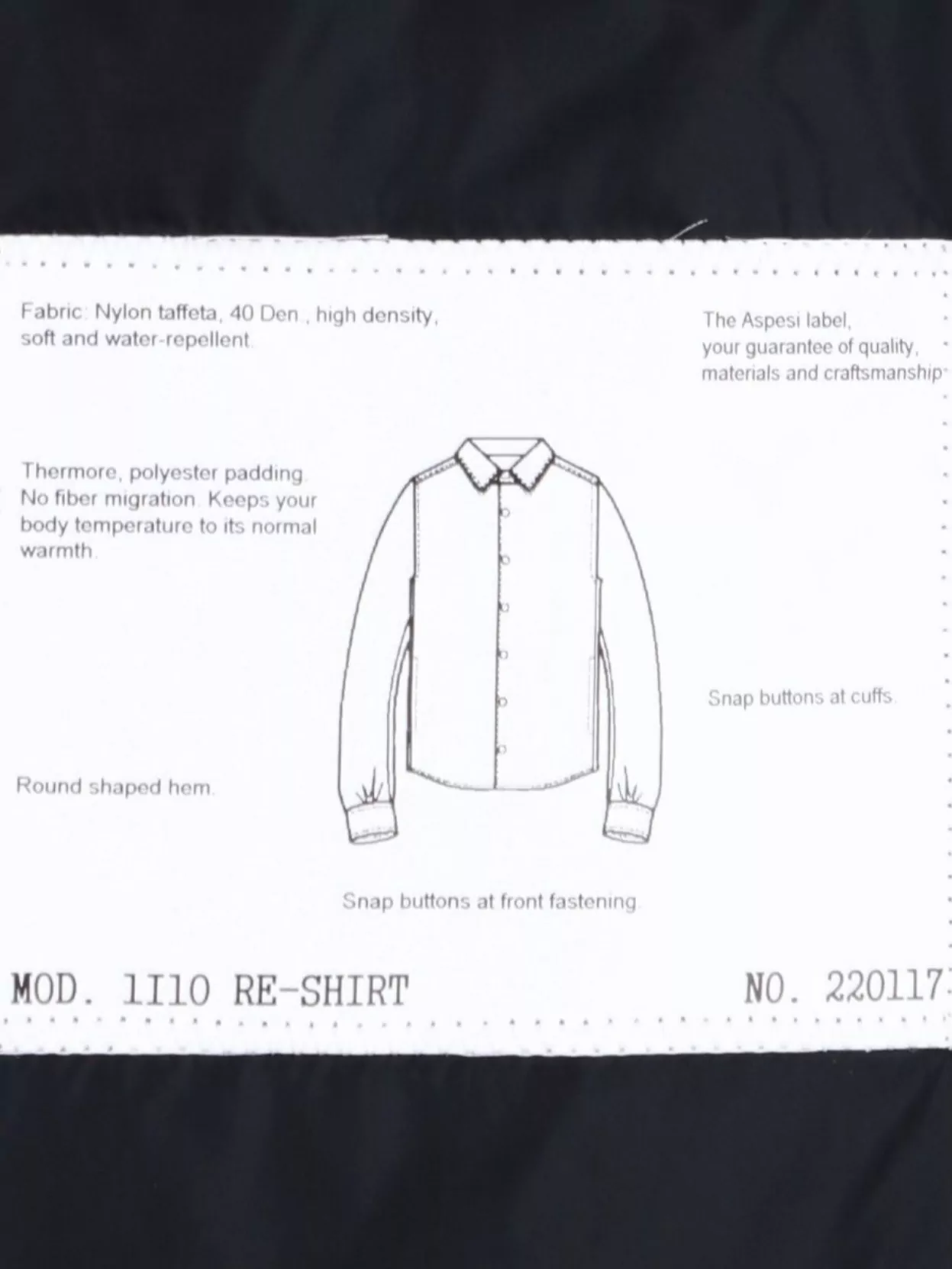 Aspesi Casual Shirt With Long Sleeves And Water-Repellent Fabric