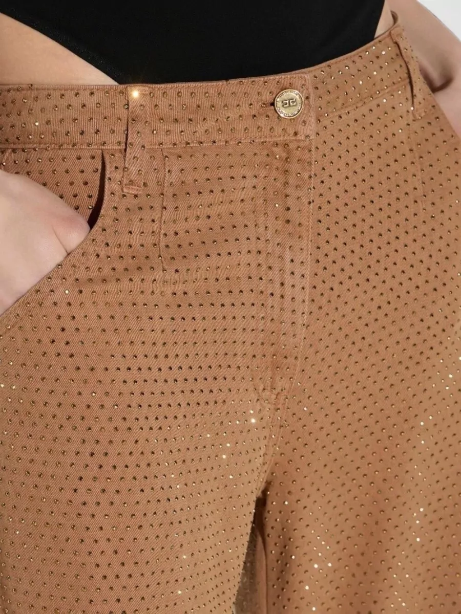 Elisabetta Franchi Lyocell Rhinestone Embellished Straight-Leg Trousers