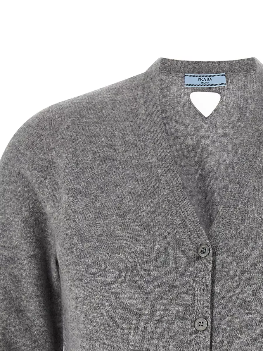 Prada Cashmere V-Neck Long-Sleeve Cardigan