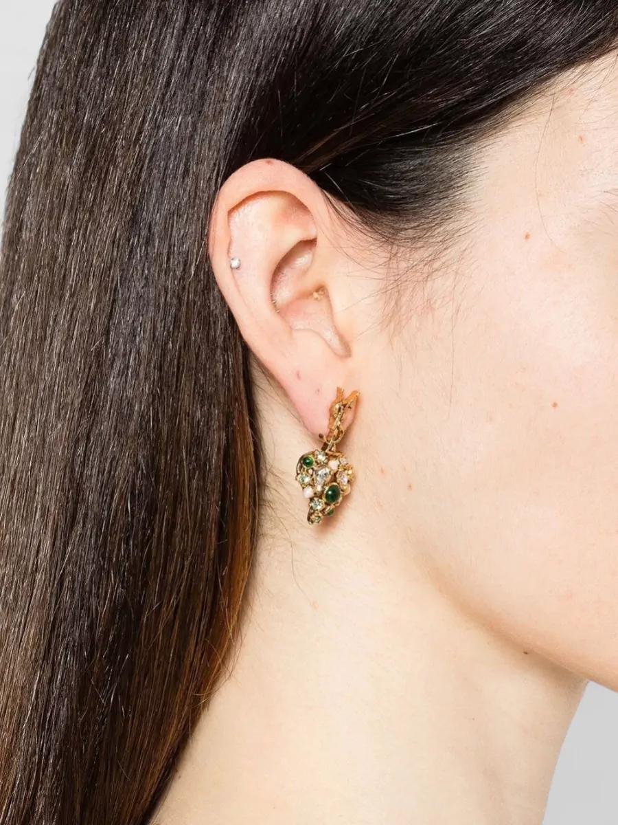 Saint Laurent Crystal Heart Pendant Earrings