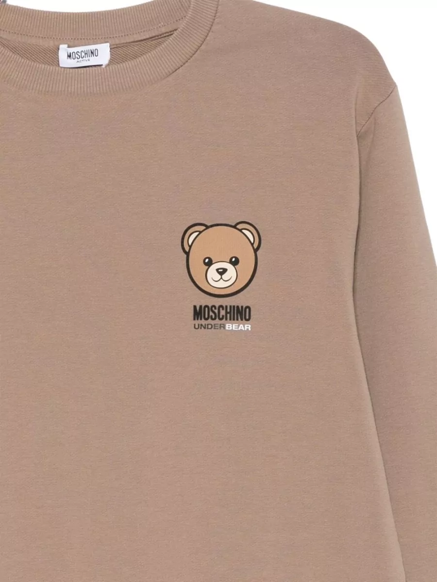 Moschino Ribbed Logo Print Long Sleeve T-Shirt