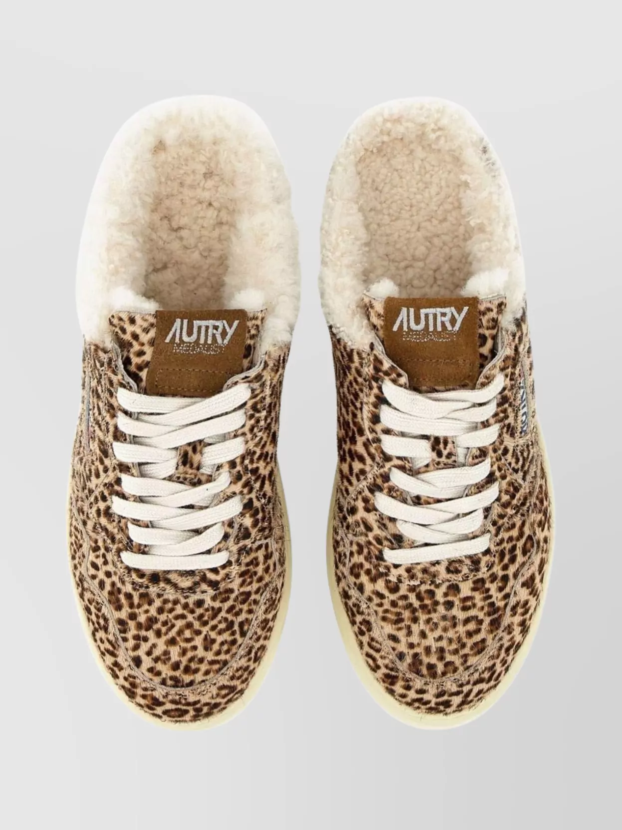 Autry Animal Print Low Top Sneakers With Shearling Trim