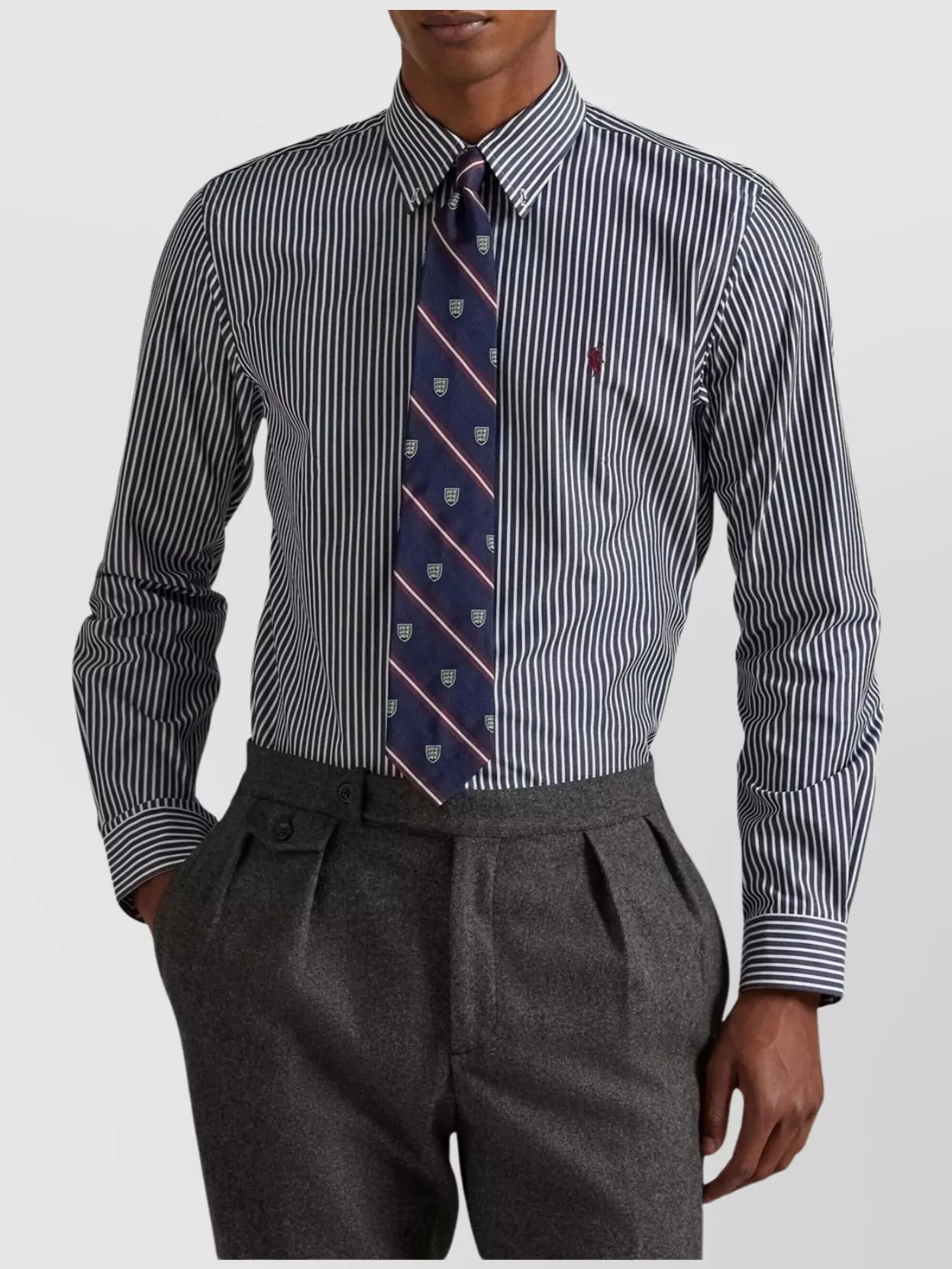 Ralph Lauren Striped Long Sleeve Shirt With Button-Down Collar