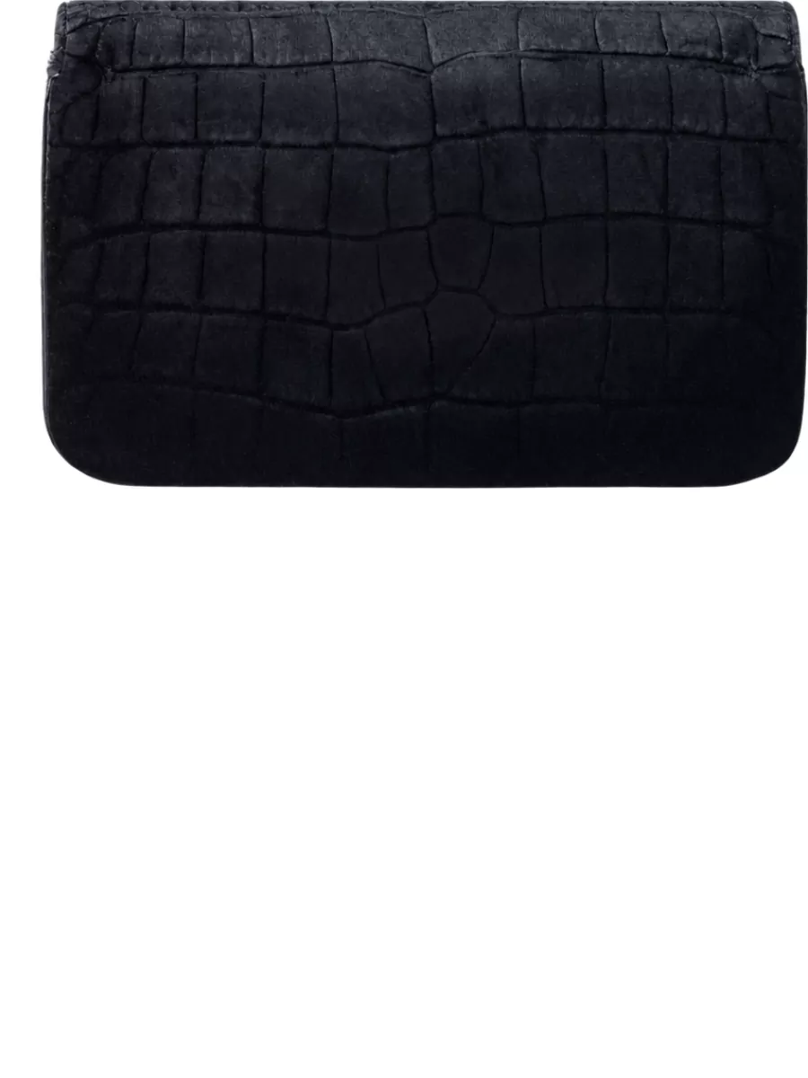 Elisabetta Franchi Velvet Crocodile-Effect Shoulder Bag