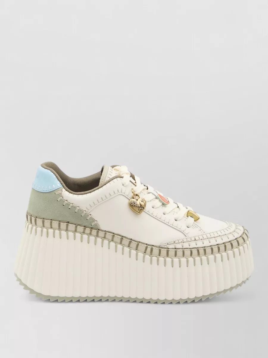 Chloé Leather Wedge Low-Top Sneakers