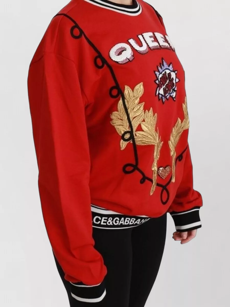 Dolce&Gabbana Cotton Sequined Crew Neck Sweatshirt