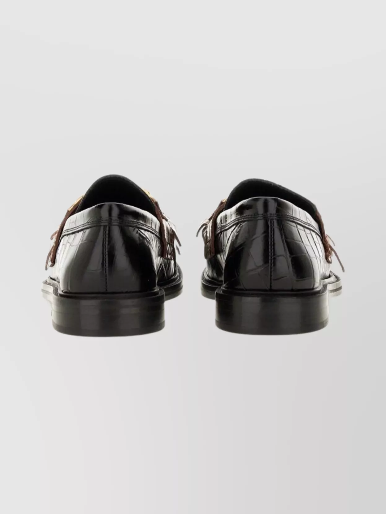 Moschino Textured Round Toe Loafers Fringe