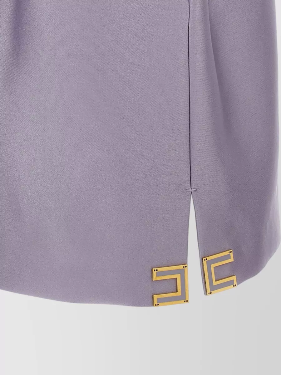 Elisabetta Franchi Duchesse Dress Draped Neckline Gold Tone