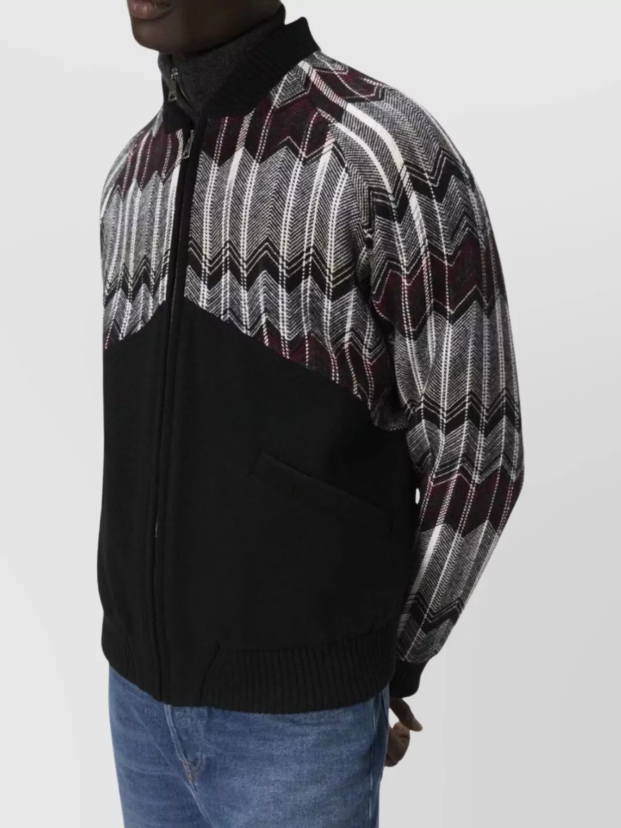 Missoni Wool Blend Chevron Bomber Jacket