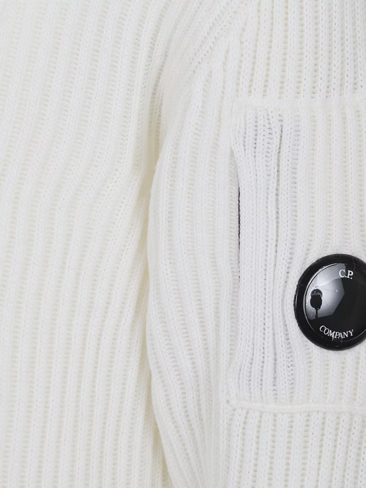 C.p. Company Turtleneck Knit Sweater Arm Pocket In White