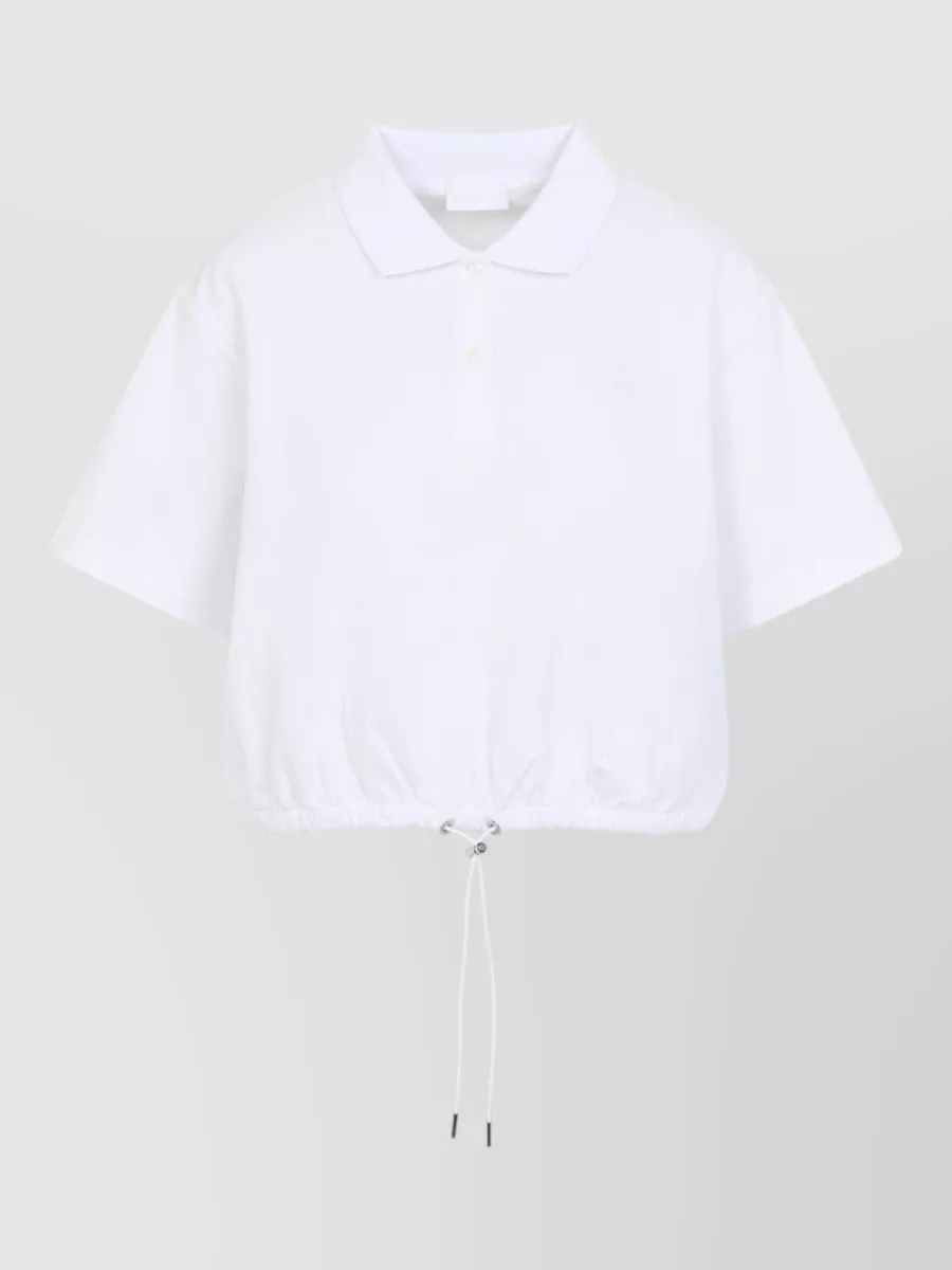 Moncler Cotton Cropped Short-Sleeve Polo Top