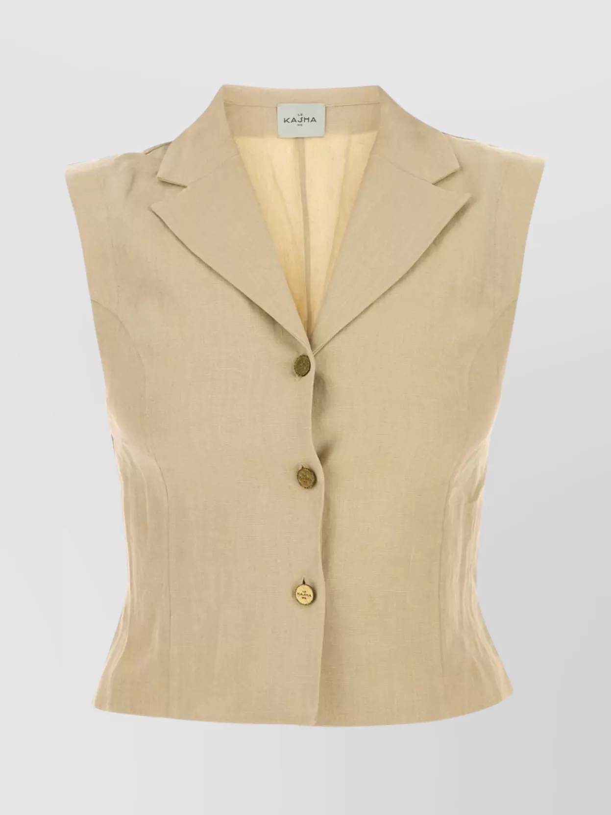 Le Kasha Tailored Sleeveless Vest Notched Lapel In Neutral