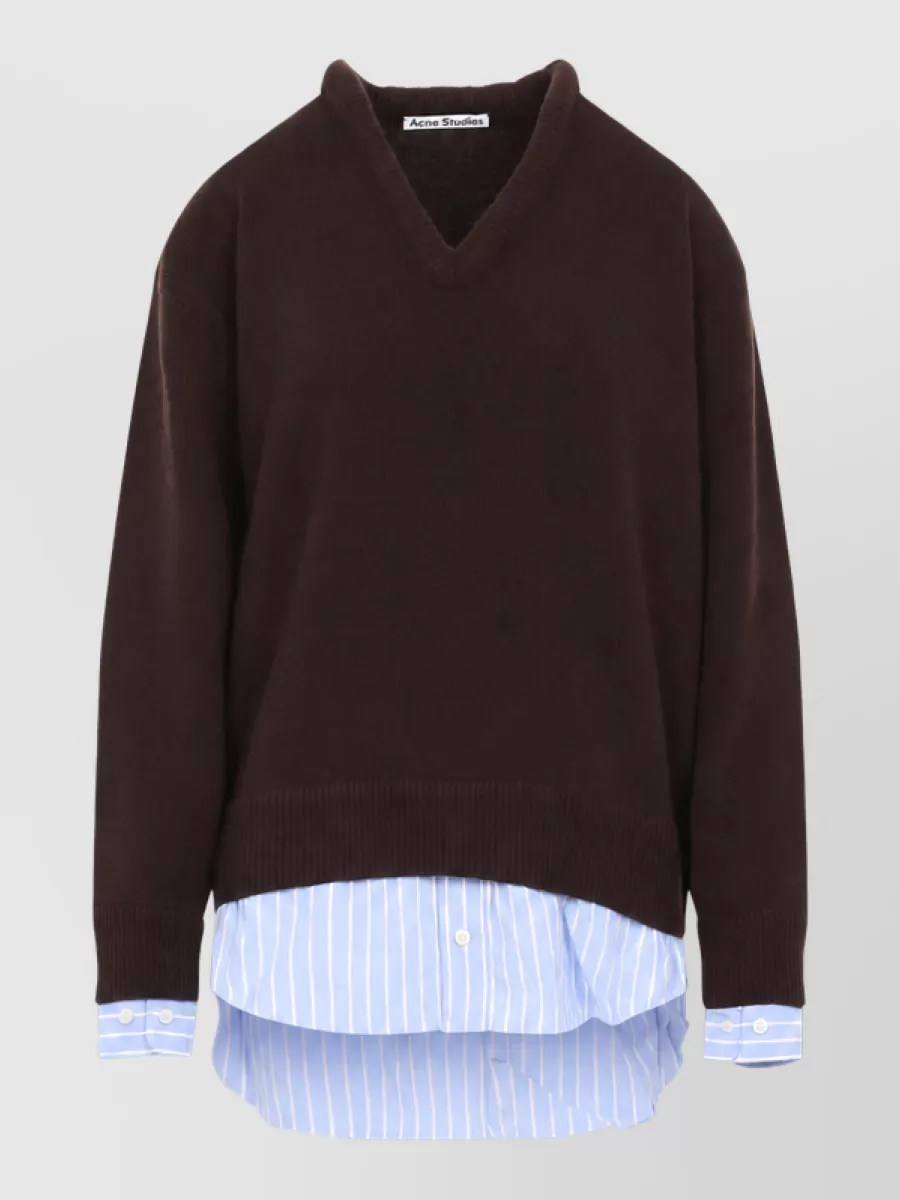 Acne Studios wool v-neck layered long-sleeve sweater