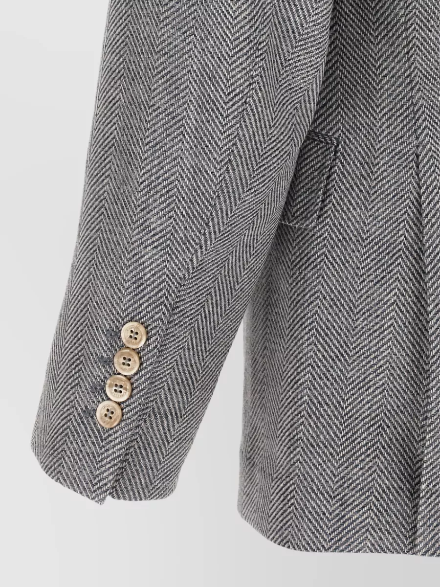 Brunello Cucinelli Wool Alpaca Silk Single Breasted Blazer