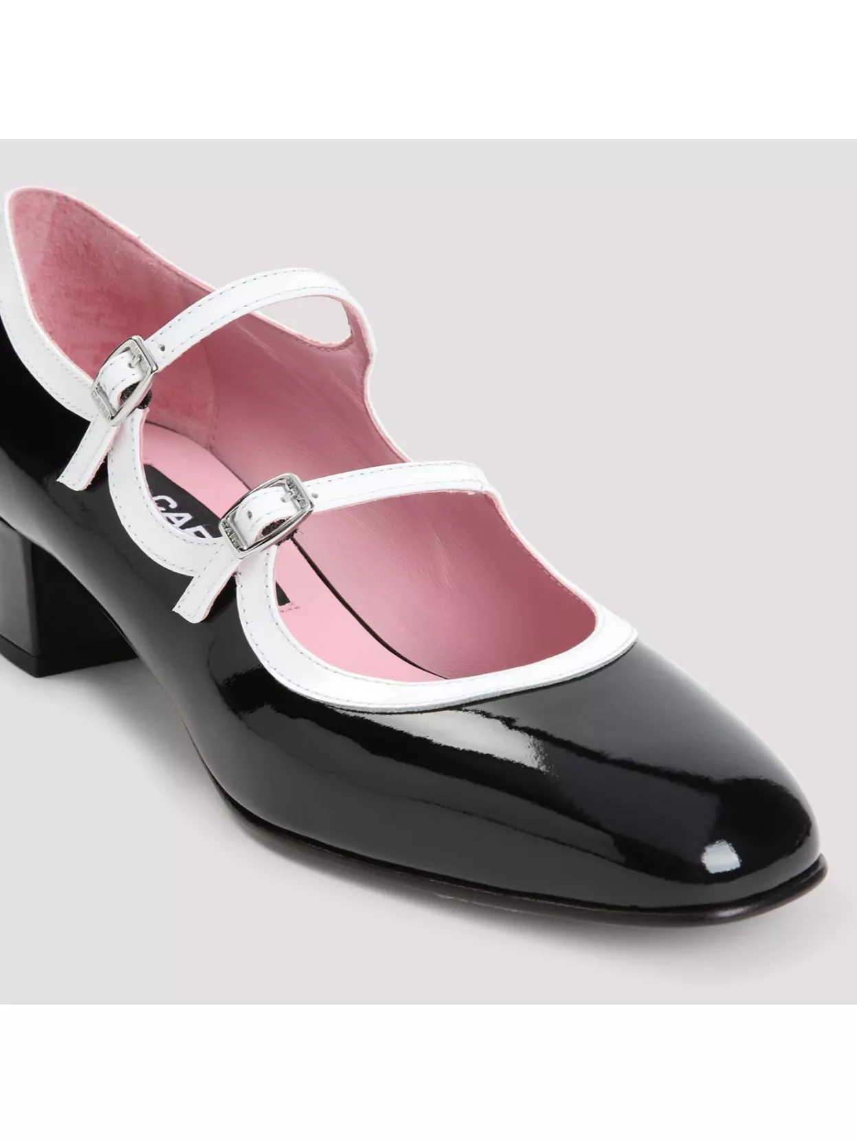 Carel Almond Toe Block Heel Leather Pumps