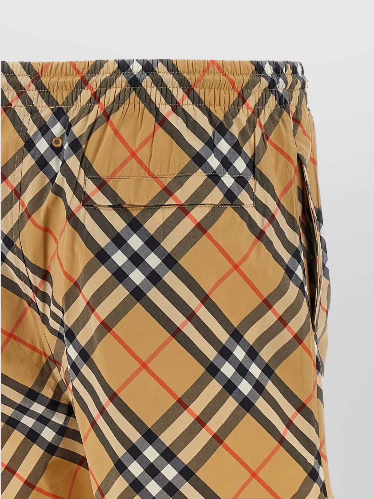 Shop Burberry Check Swimwear With Back Pocket And Side Pockets