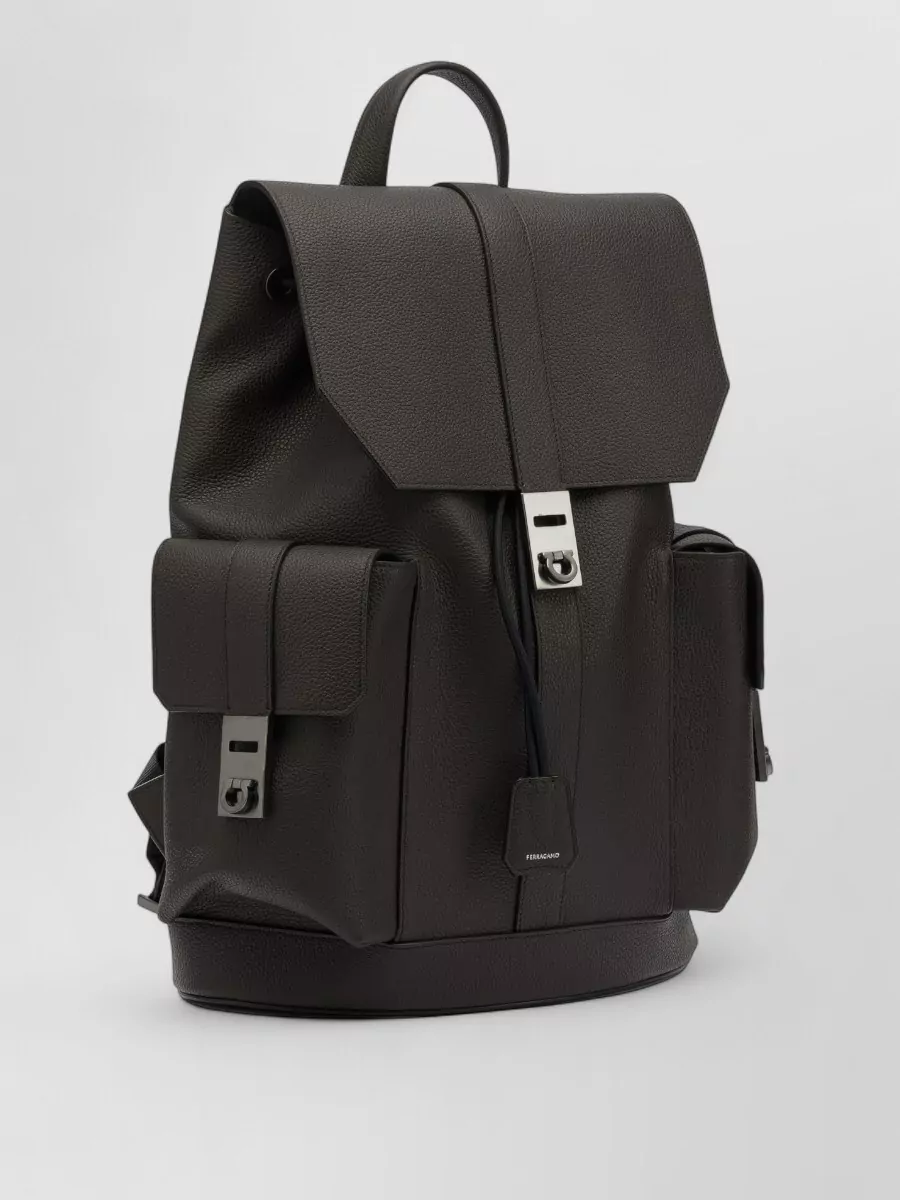 Ferragamo Leather Backpack Double Front Pockets