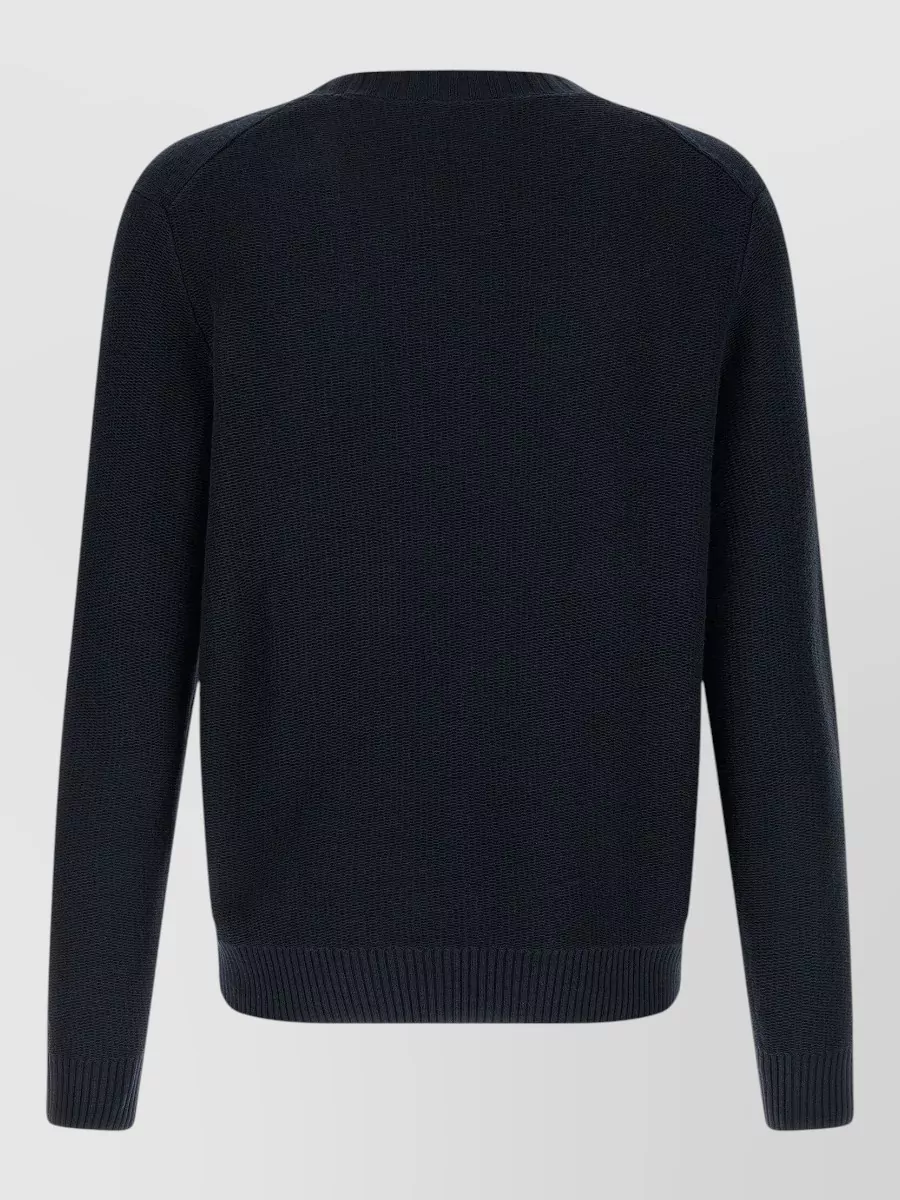 Ballantyne Cotton Linen Diamond Intarsia Crew Neck Jumper