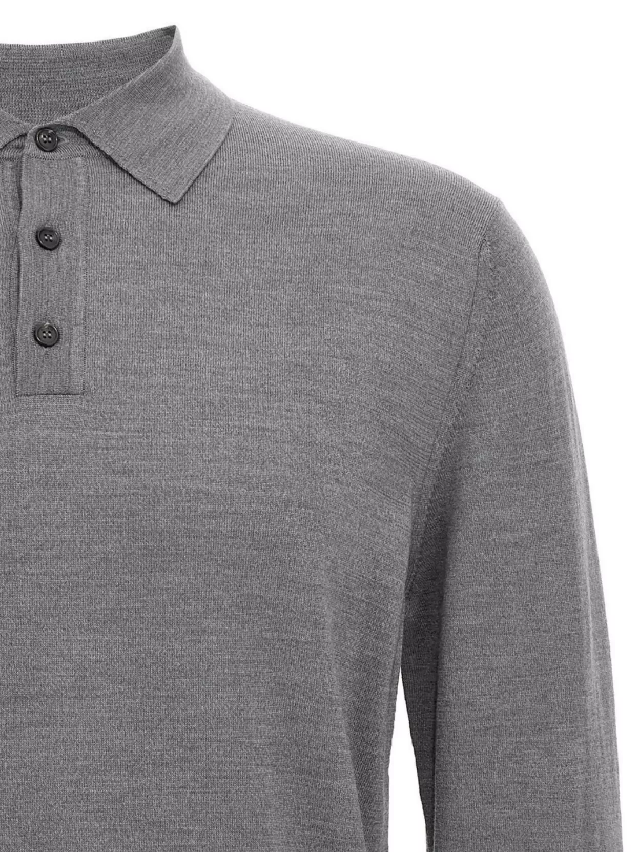 Zanone Ribbed Collar Wool Polo Shirt