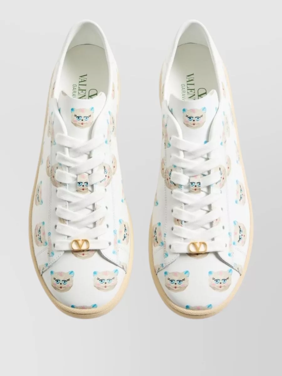 Valentino Garavani Leather Printed Low Top Sneakers
