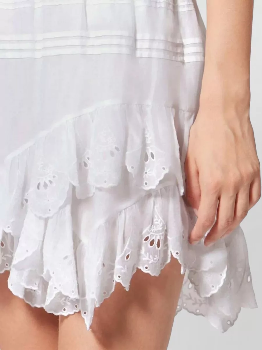 Isabel Marant Etoile Floral Lace Shorts Scalloped Hem Tiered Ruffles