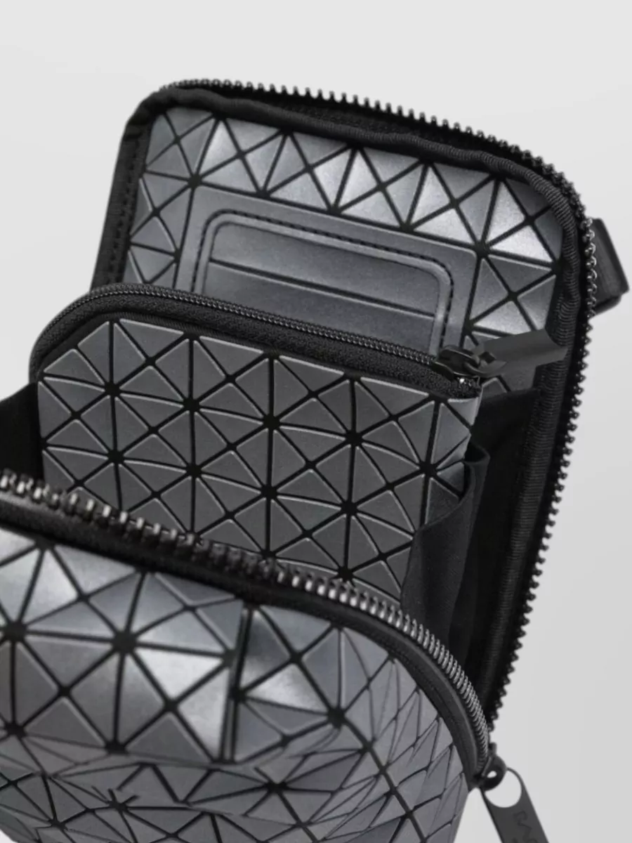 Bao Bao Issey Miyake Leather Shoulder Bag Geometric Pattern Strap