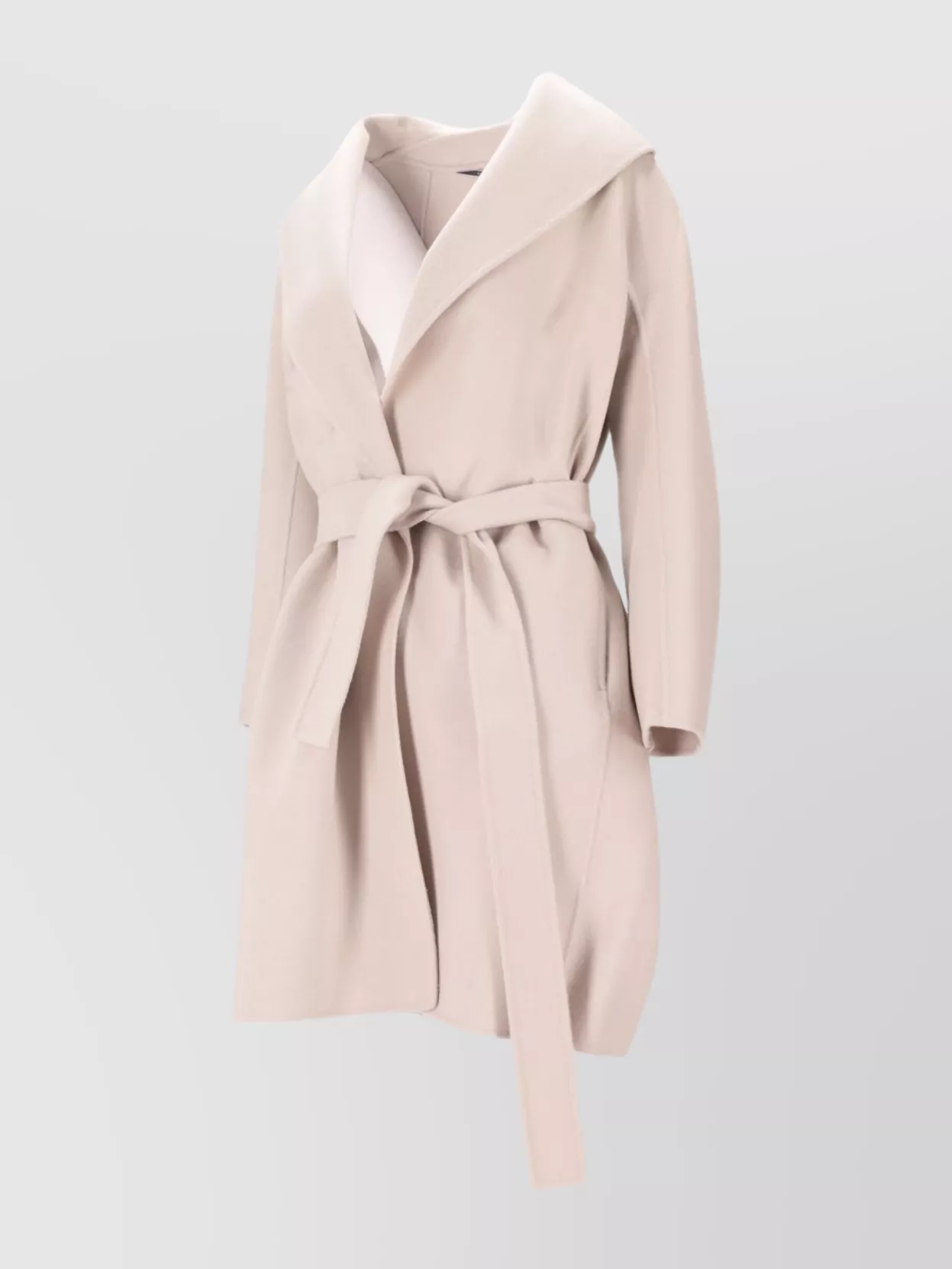 S Max Mara Belted Long Sleeve Shawl Collar Coat