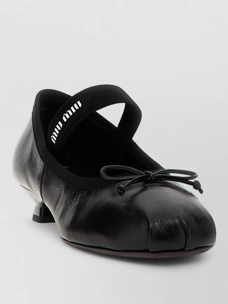 Miu Miu leather logo bow ballerina shoes