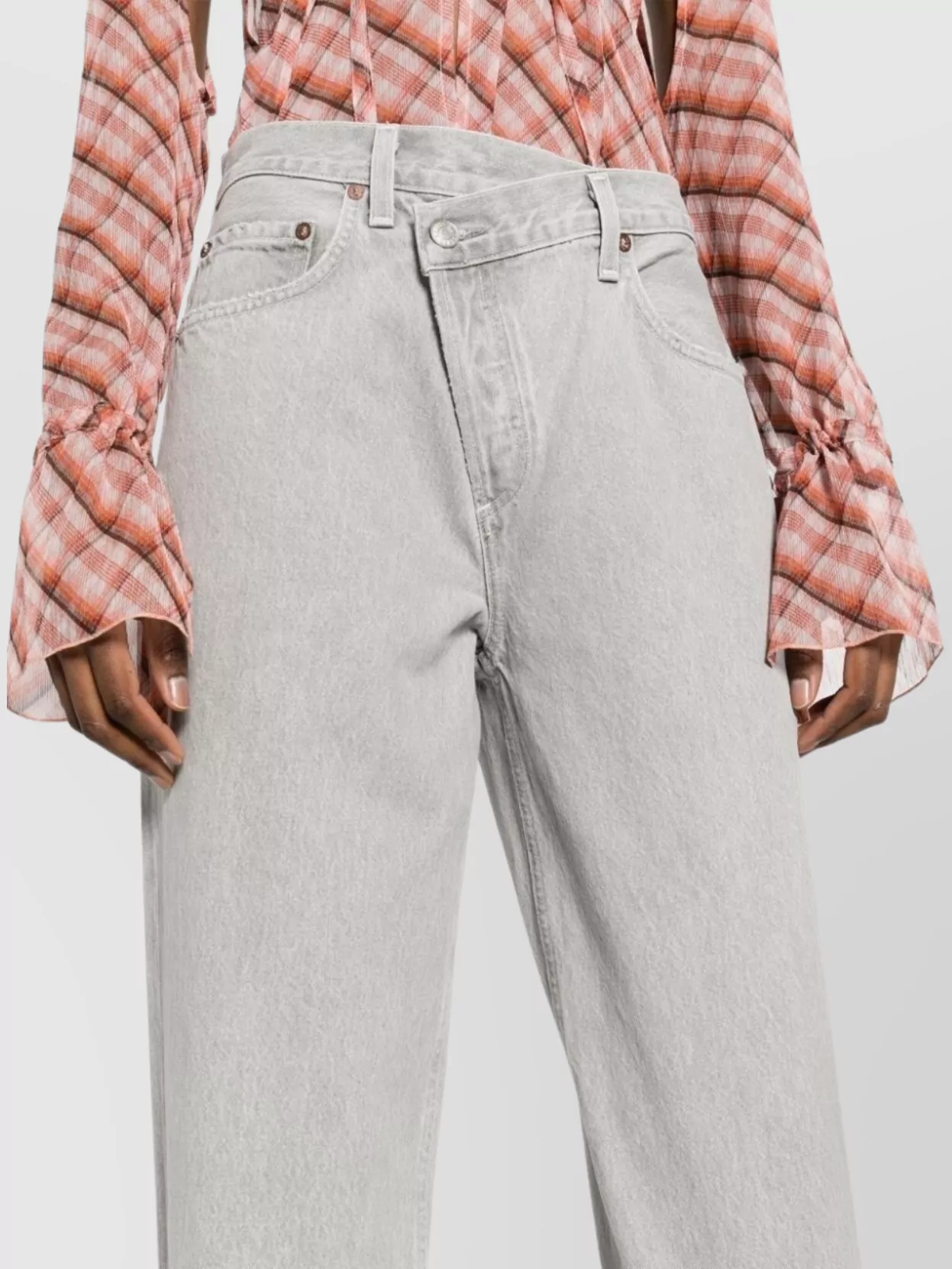 Agolde Crossover Denim Pants Frayed Hem