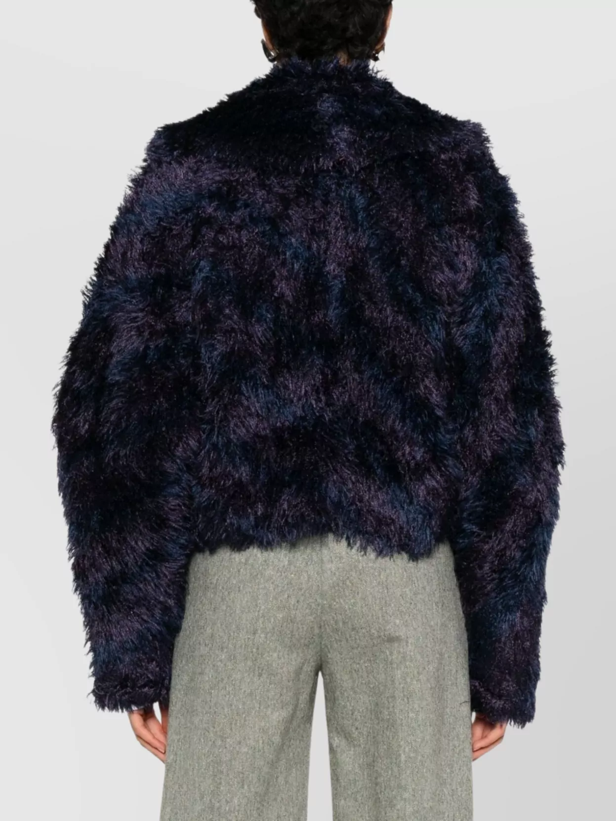 Dries Van Noten Cropped Faux Fur Long Sleeve Jacket