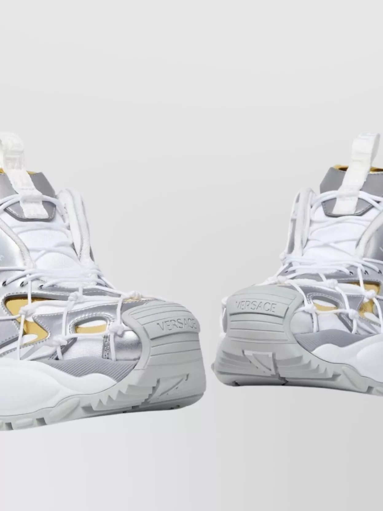Versace Chunky Rubber Sole Sneakers With Metallic Accents