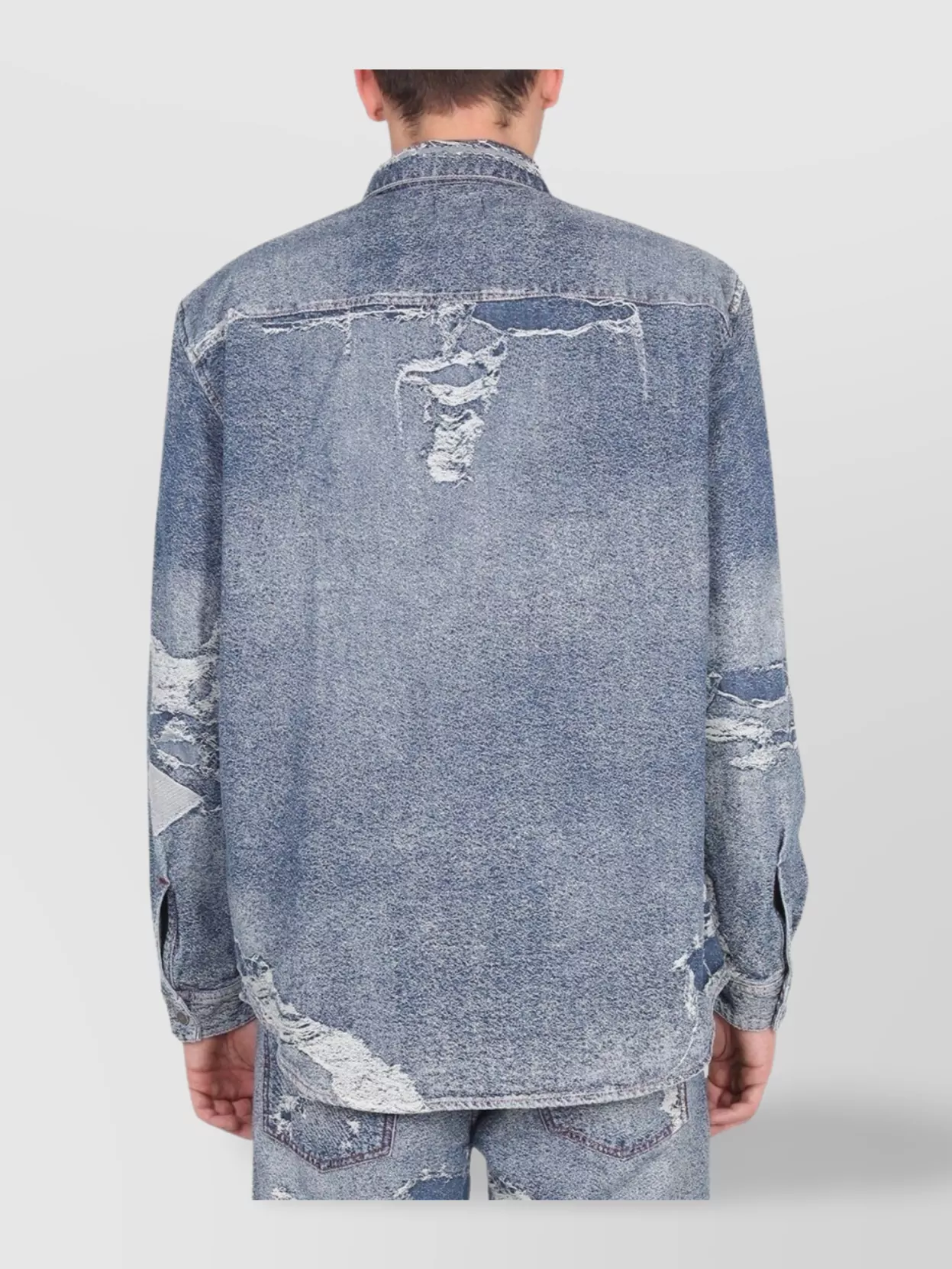 Diesel Long Sleeve Distressed Denim Shirt