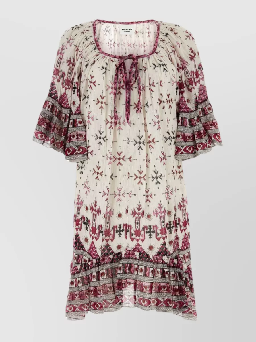 Shop Isabel Marant Étoile Embroidered Cotton Loane Mini Dress In Cream
