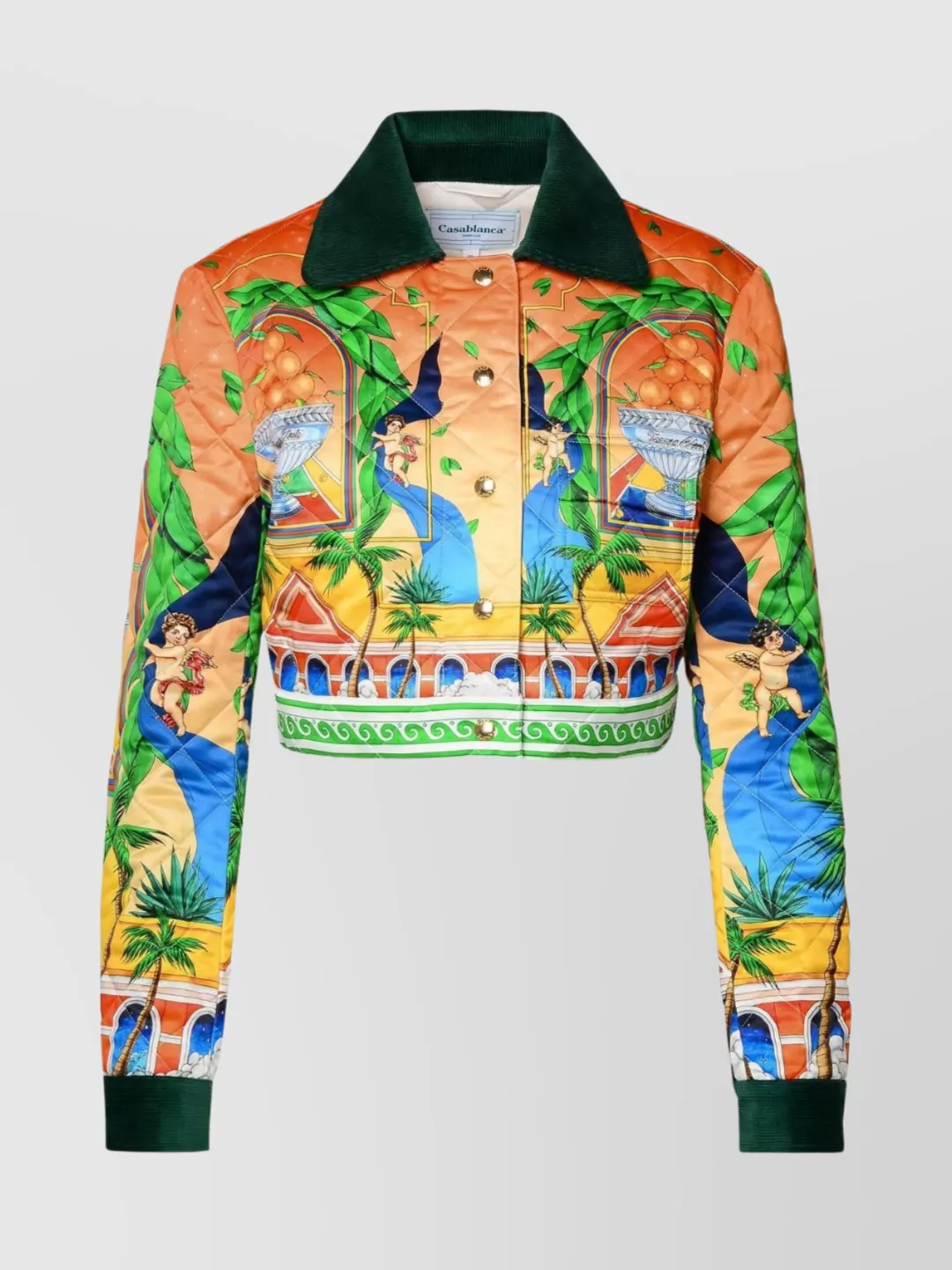 Casablanca Printed Design Cropped Polyester Jacket In Multi