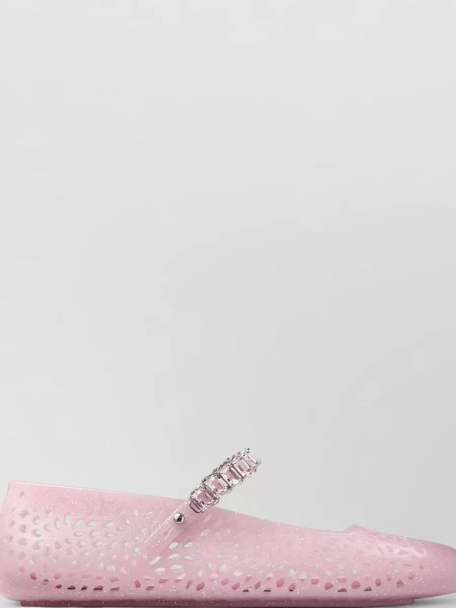 Jimmy Choo Crystal-Embellished Jelly Ballerina Shoes