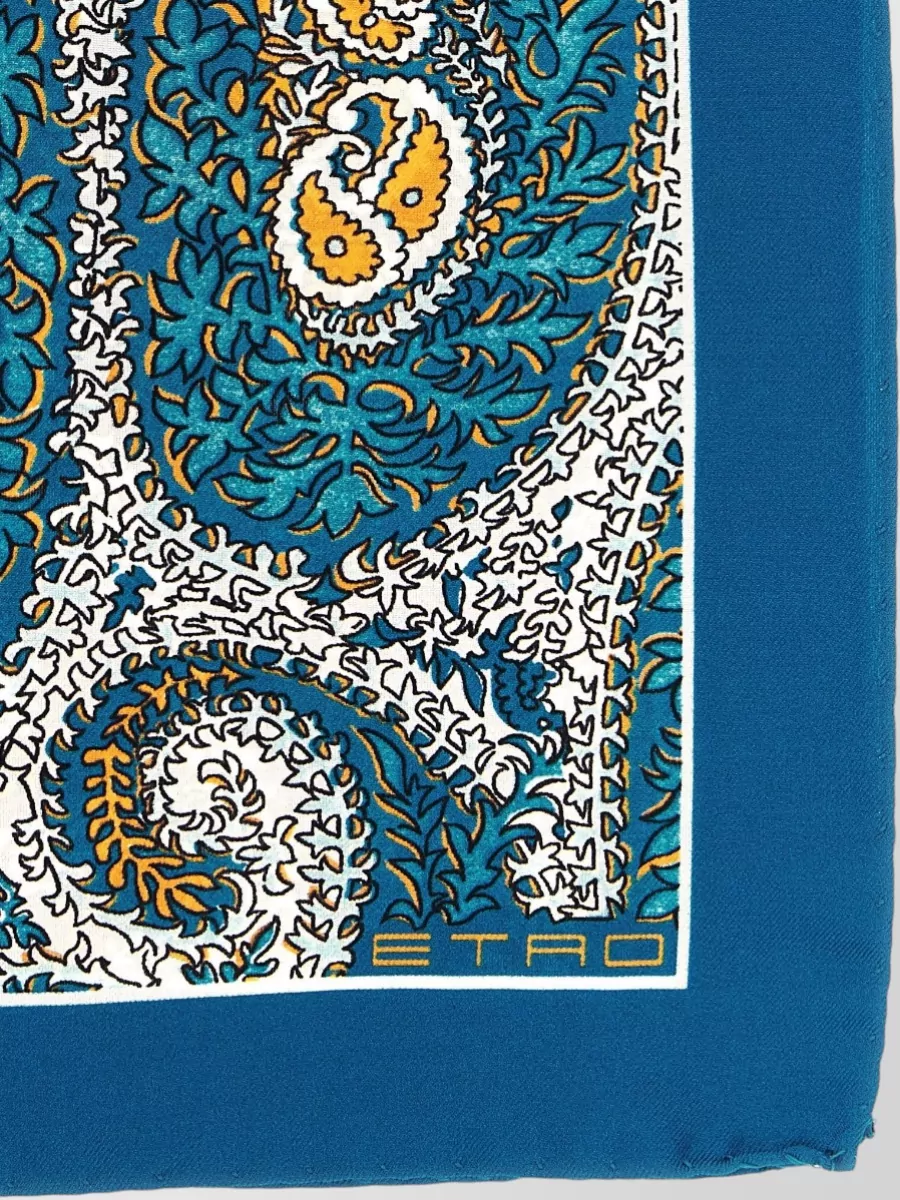 Etro Silk Square Scarf Paisley Motif Design