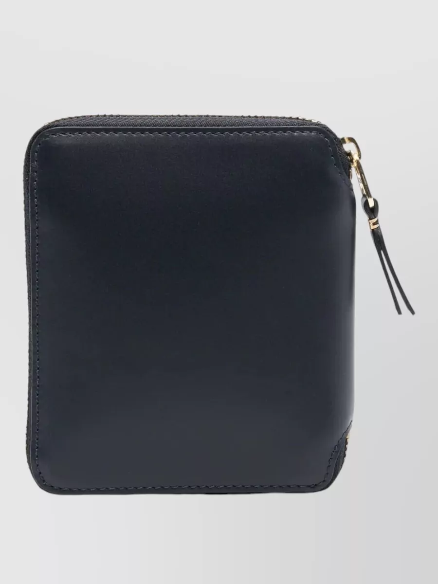 Comme Des Garçons Leather Wallet With Zip Around And Card Slots In Black