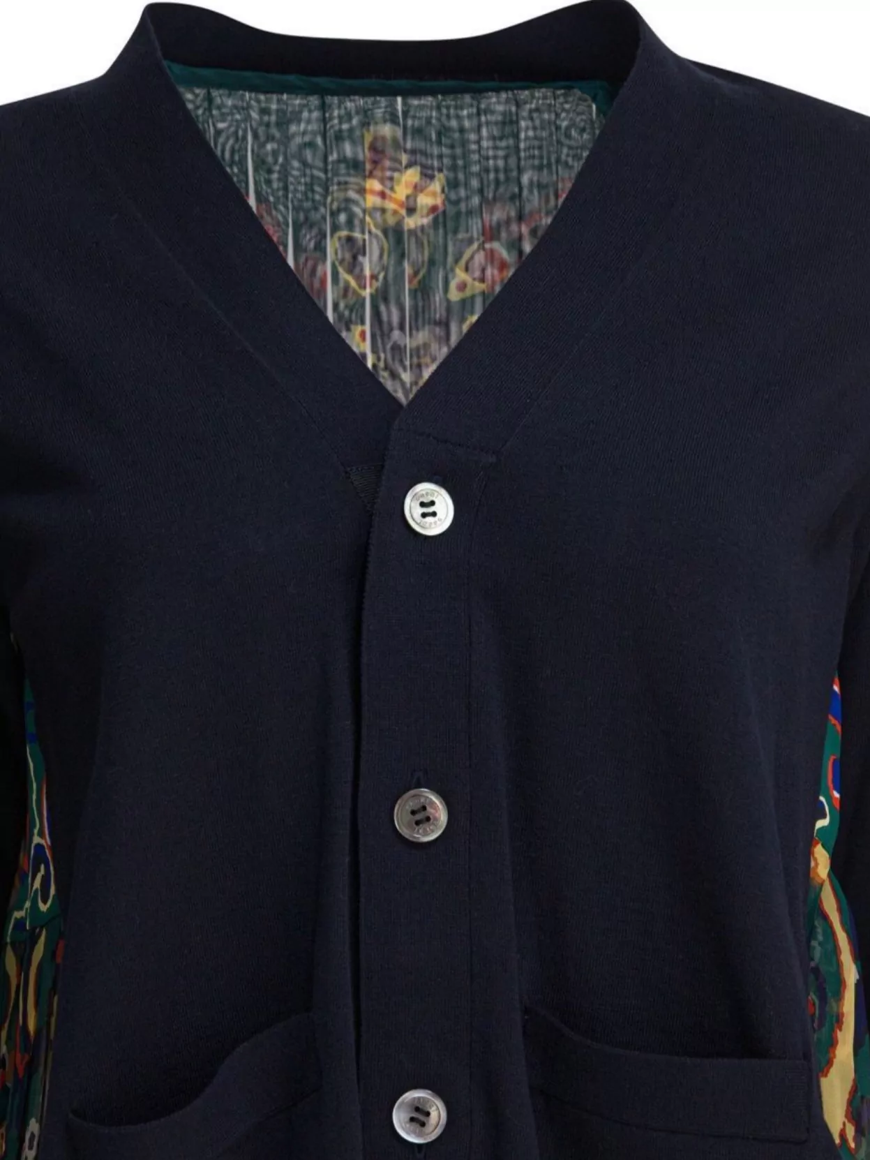 Sacai Floral Print V-Neck Cardigan