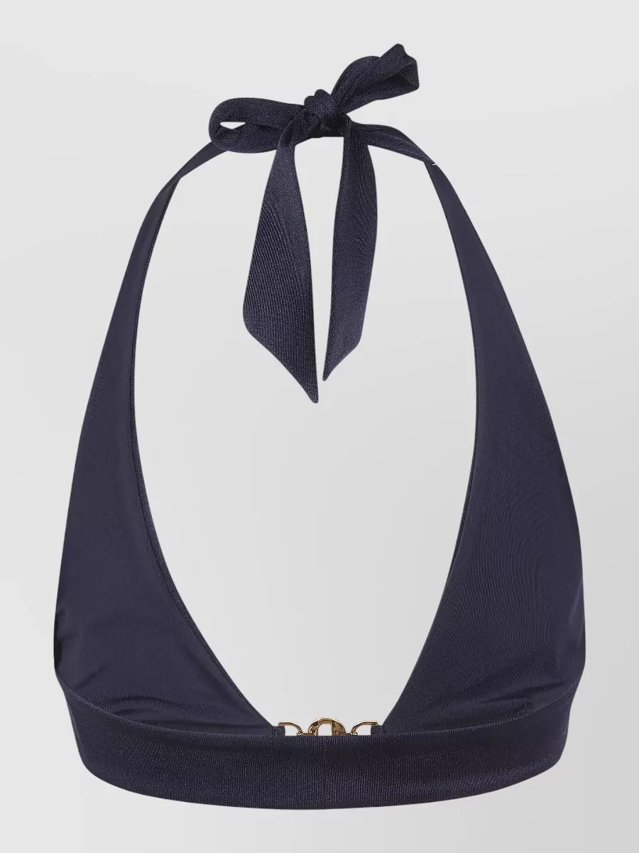 Versace Triangle Swim Top Halter Neck Lycra Medallion